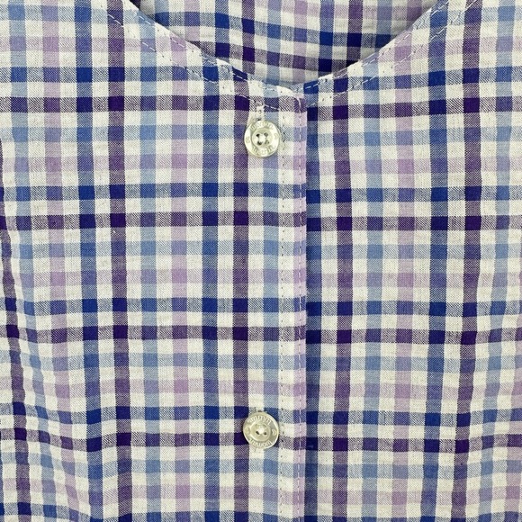 Woman‎ Within Button Up Shirt Womens Short Sleeve Gingham Purple Blue 1X 22/24 - Picture 4 of 10